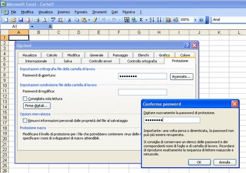 Mettere la password ad un file Excel